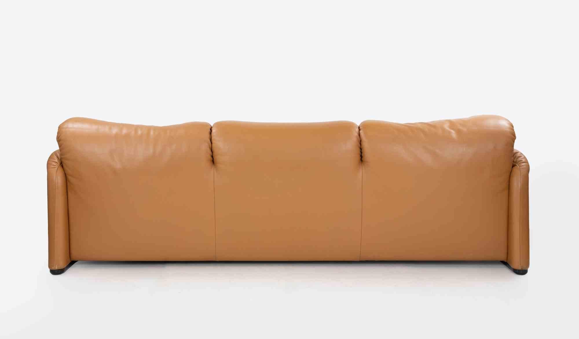 Dreisitziges Maralunga-Sofa aus Leder von Vico Magistretti für Cassina, 1970er Jahre im Angebot 3