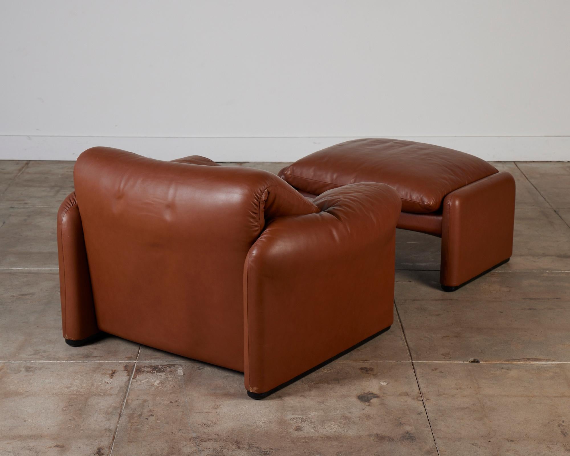 Italian Maralunga Lounge Chair and Ottoman by Vico Magistretti for Cassina