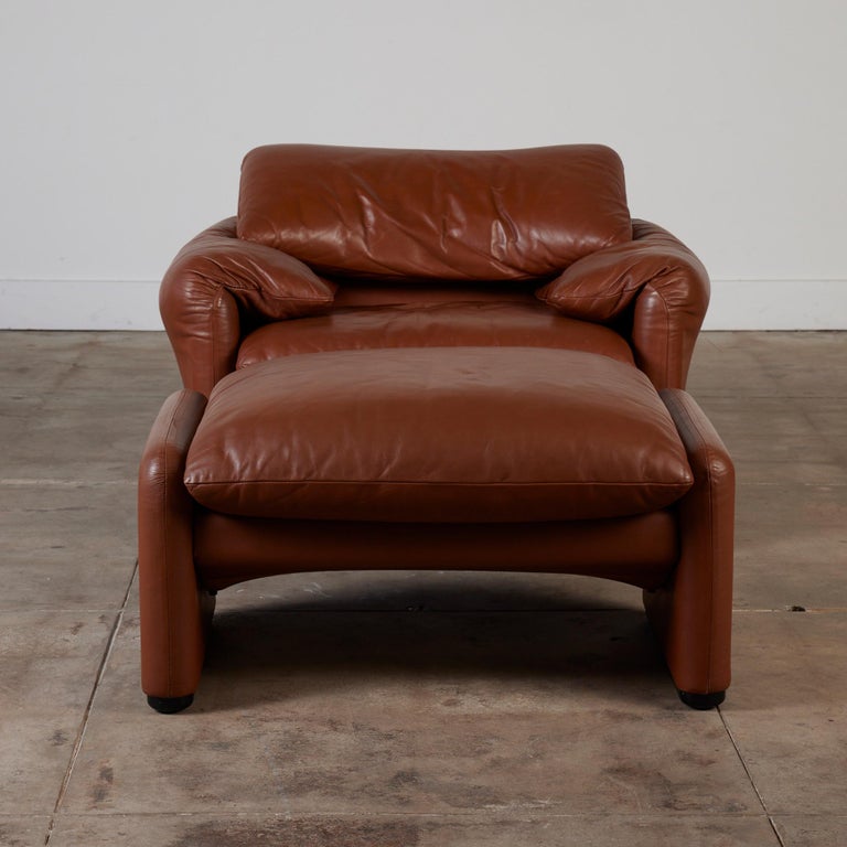 Maralunga Lounge Chair and Ottoman by Vico Magistretti for Cassina at