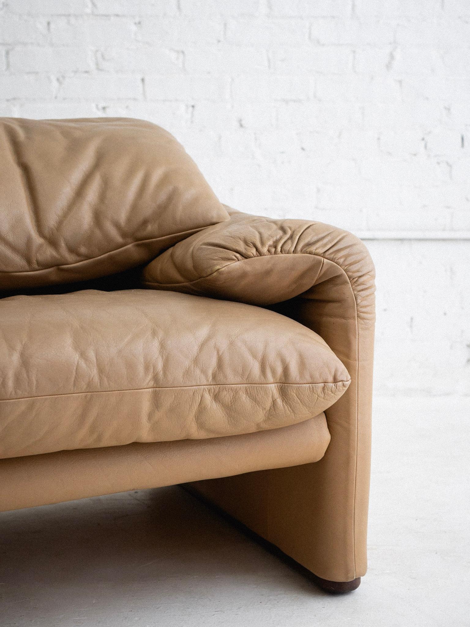 Maralunga Lounge Chair in Leather by Vico Magistretti for Cassina In Fair Condition In Brooklyn, NY