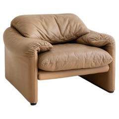Maralunga Lounge Chair in Leather by Vico Magistretti for Cassina