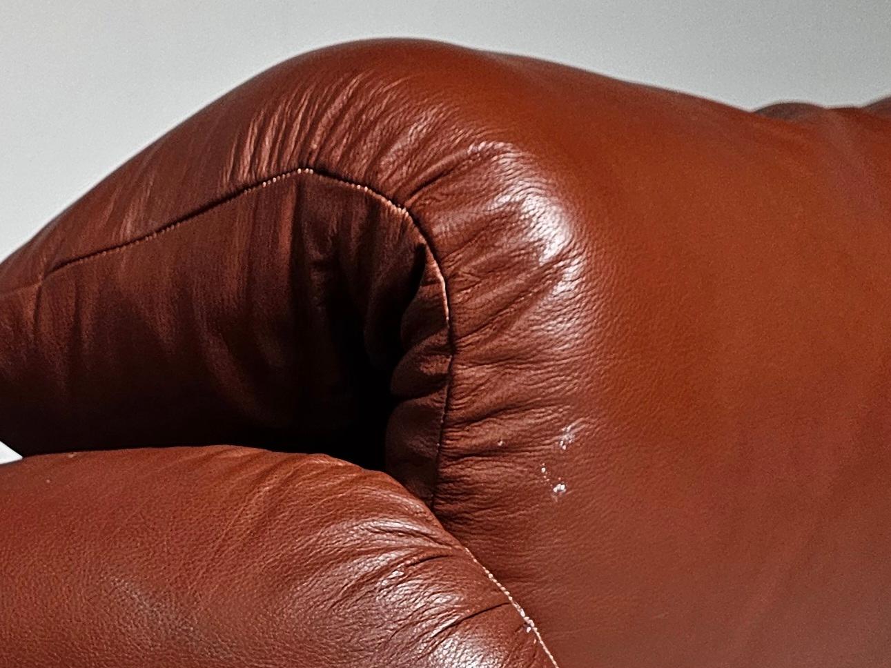Maralunga lounge chairs in leather by Vico Magistretti for Cassina, 1970 For Sale 3