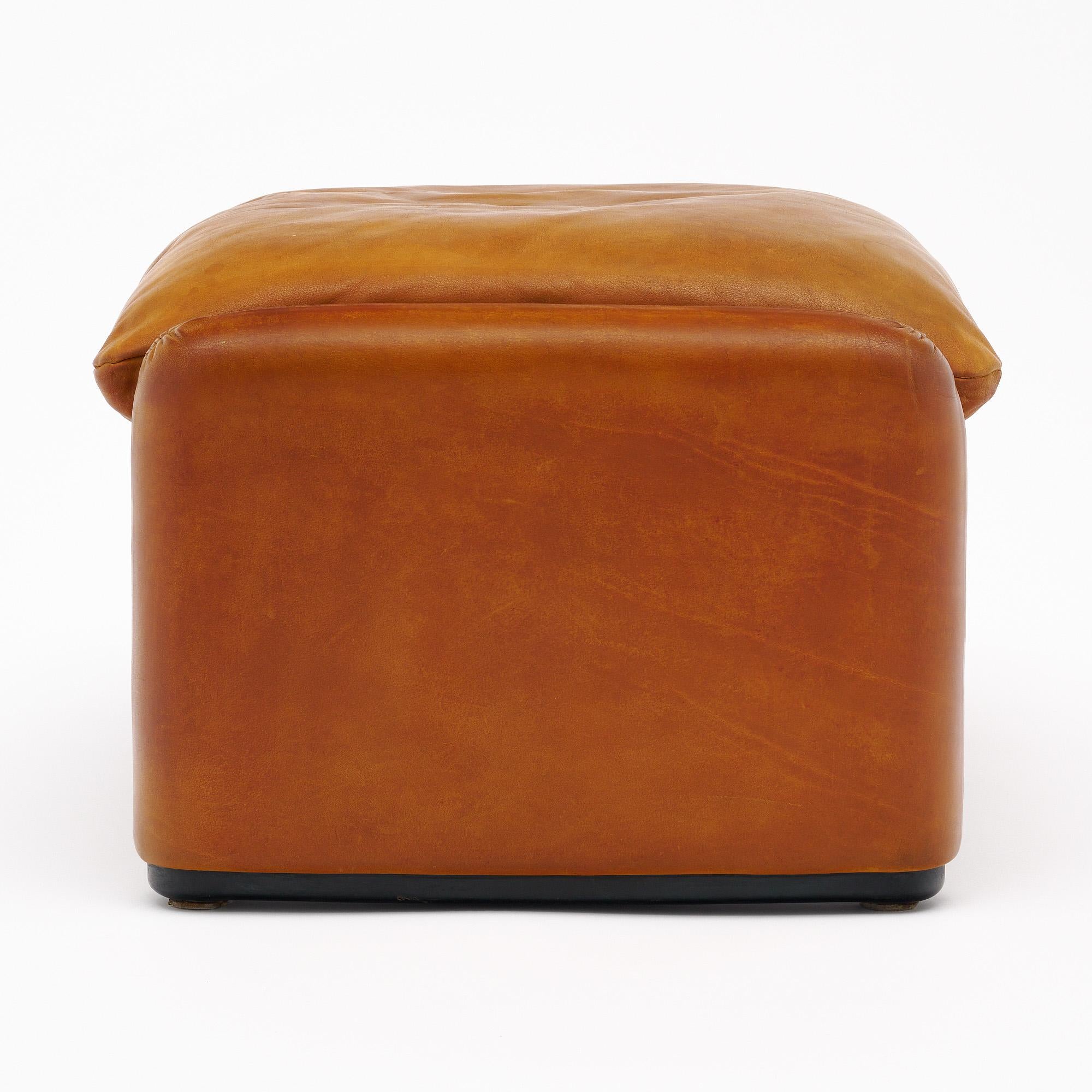 Leather Maralunga Ottoman by Vico Magistretti for Cassina For Sale