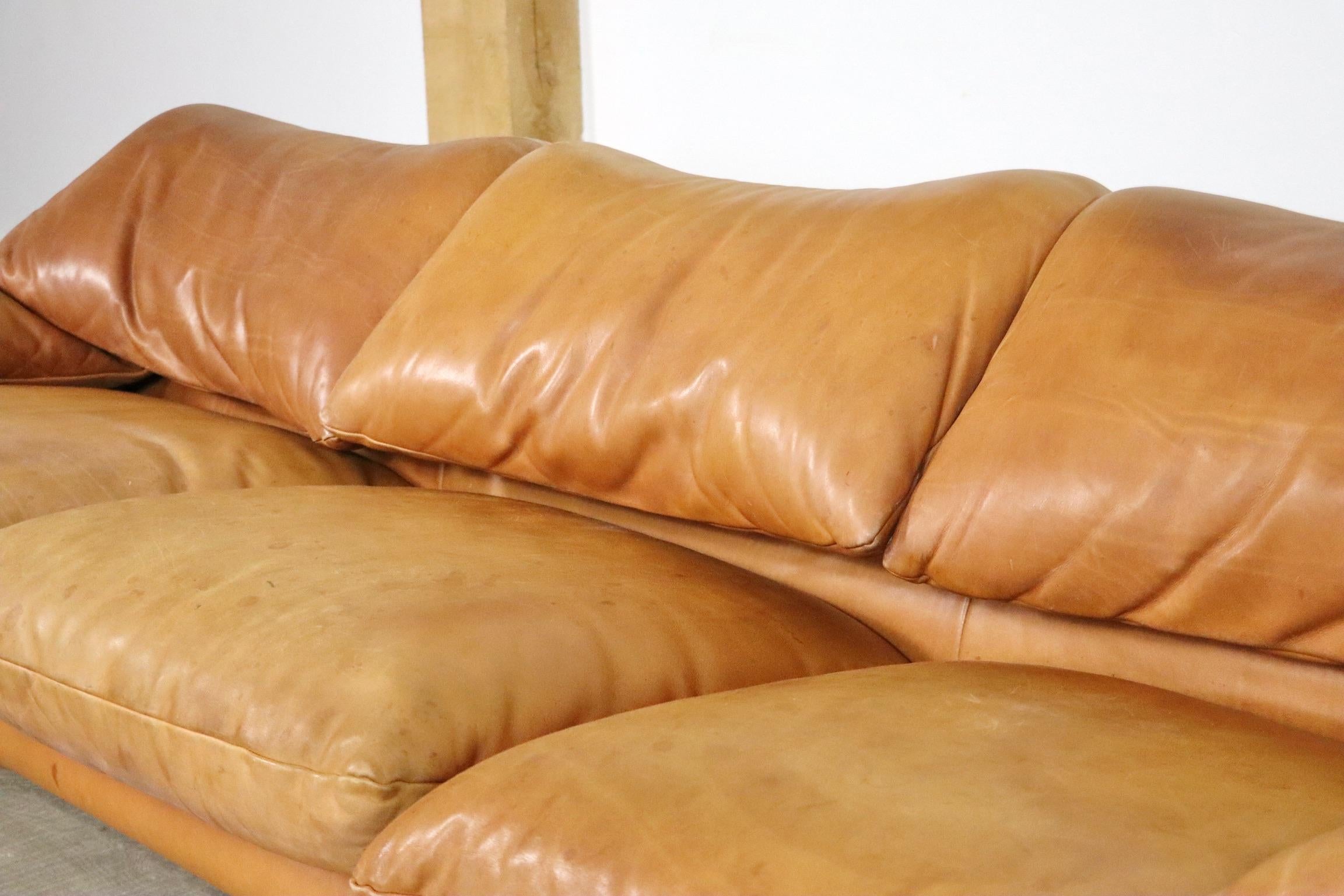 Maralunga Set in Cognac Leather by Vico Magistretti for Cassina, 1970s 9