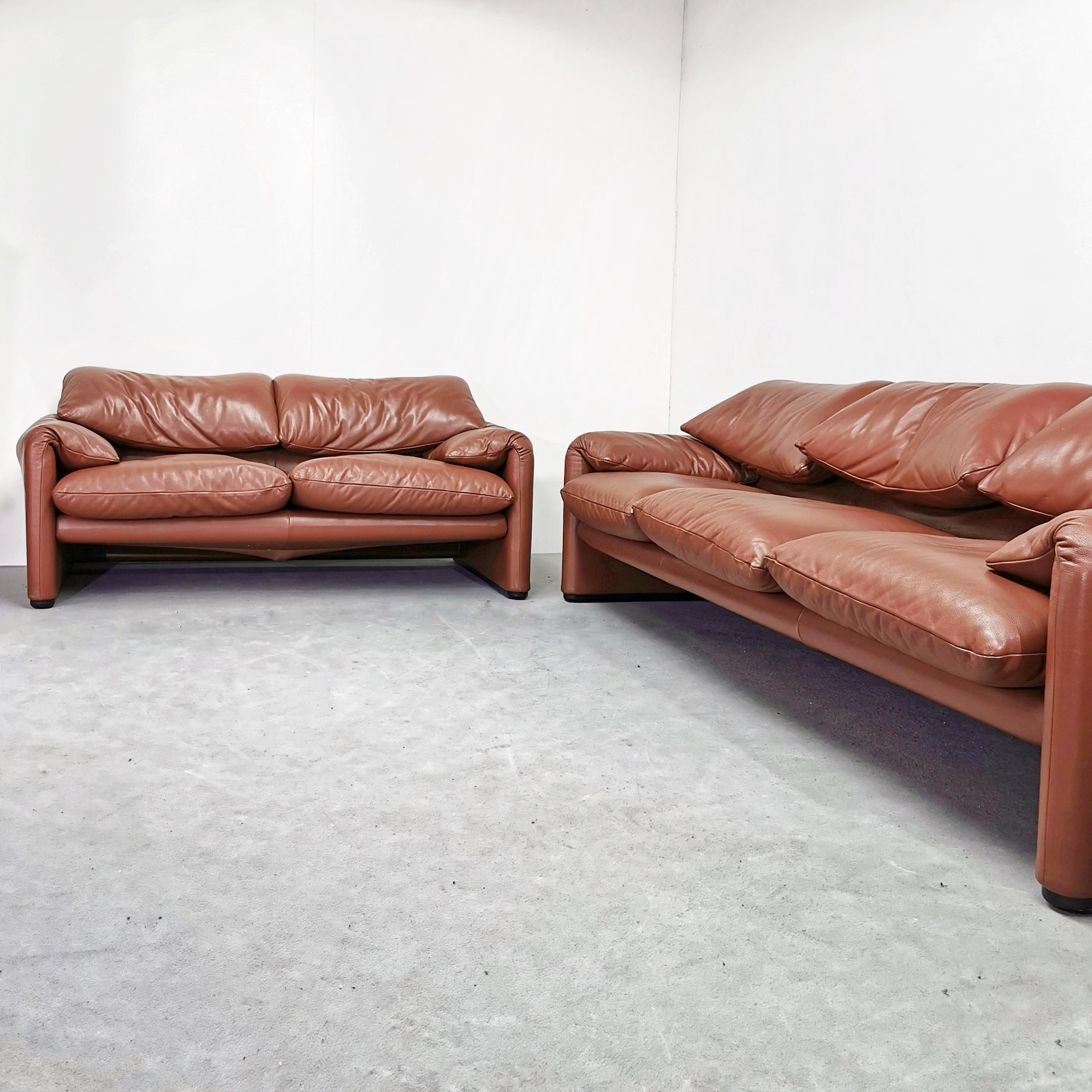 Maralunga sofa Cassina 70's leather For Sale 12