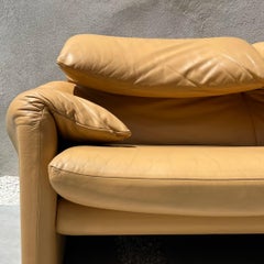 Canapé Maralunga en cuir cognac de Vico Magistretti pour Cassina, 1970