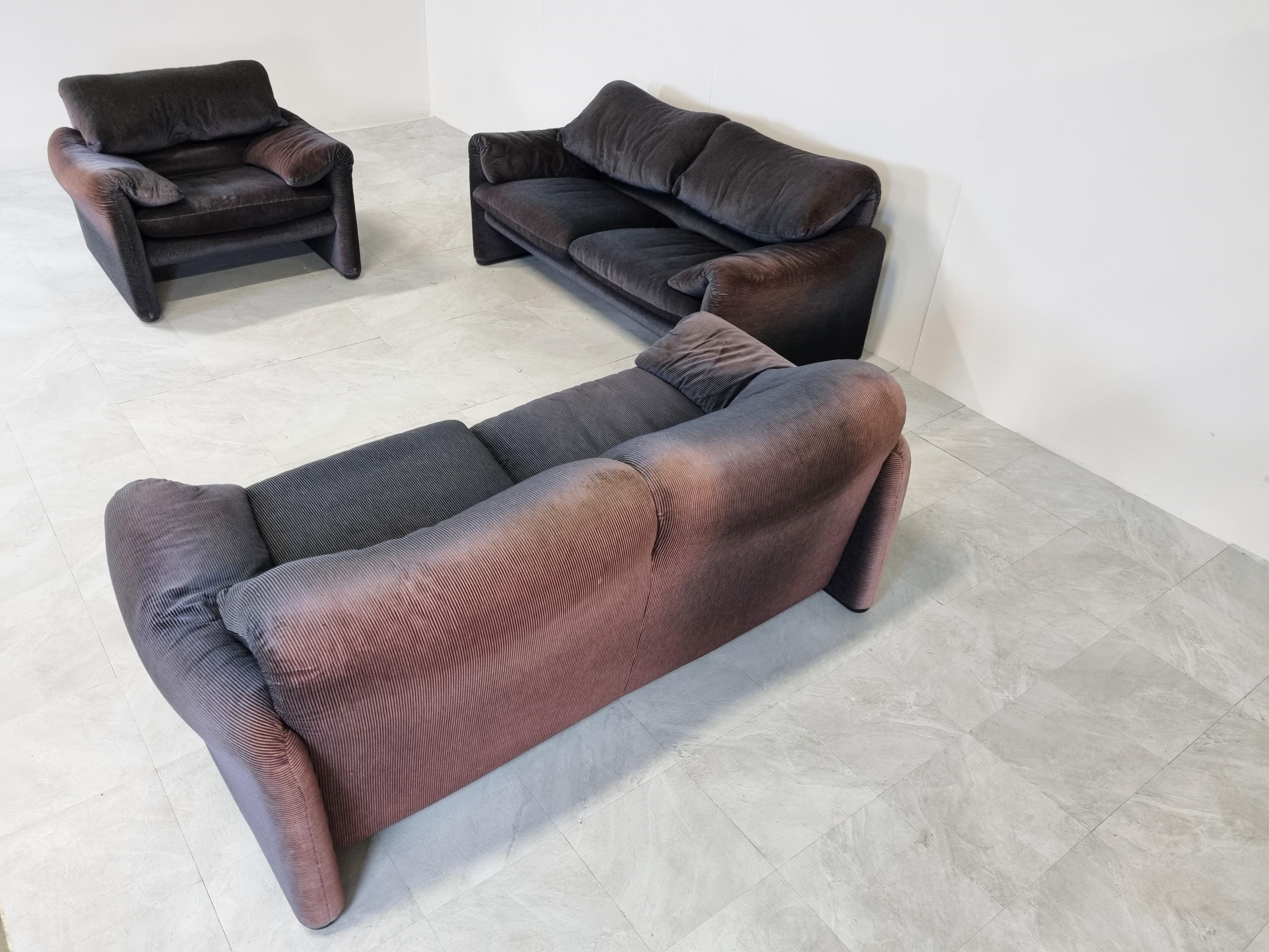 Maralunga Sofa Set by Vico Magistretti for Cassina, 1973 In Good Condition In HEVERLEE, BE