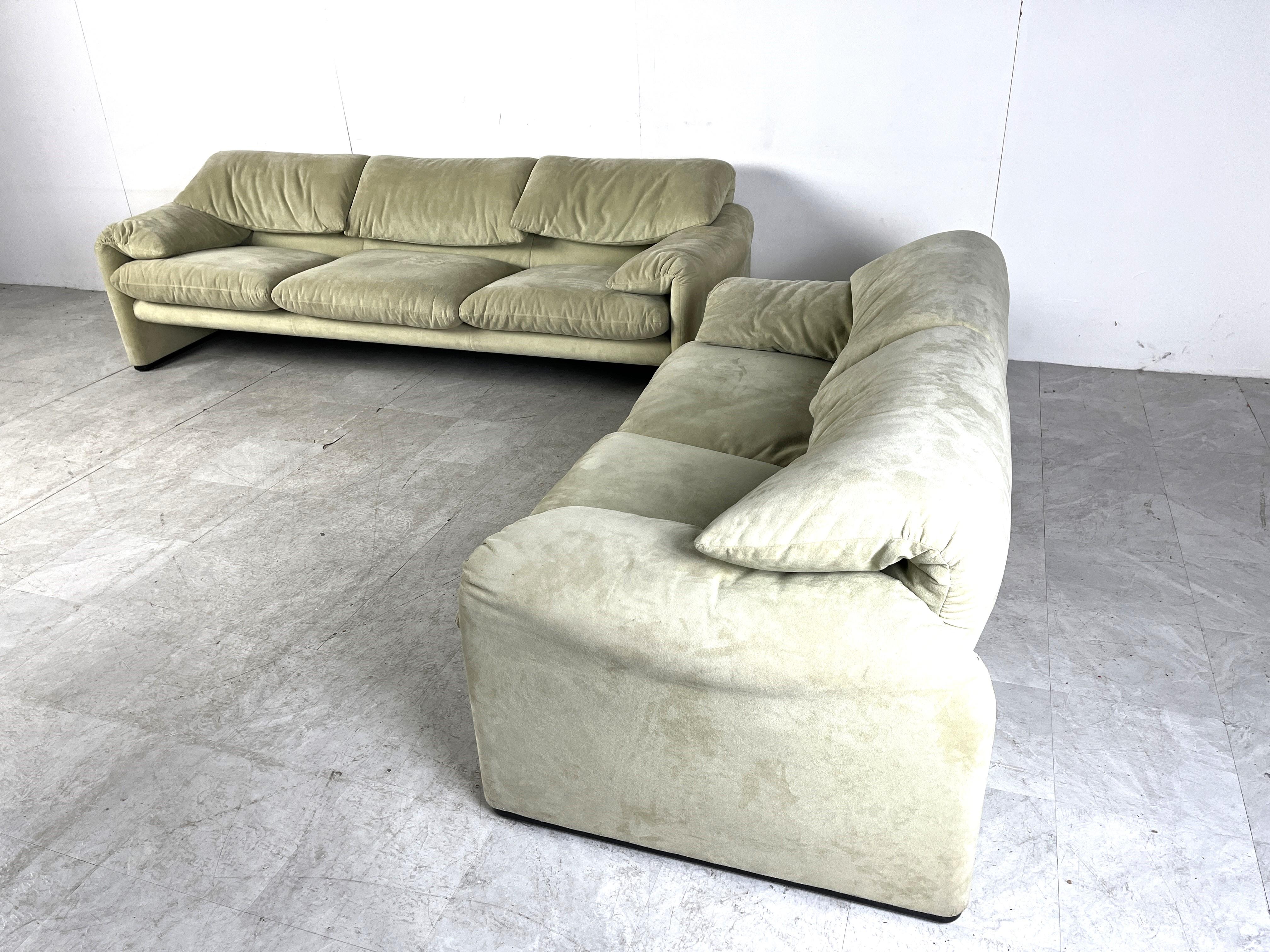 Italian Maralunga sofa set by Vico Magistretti for Cassina