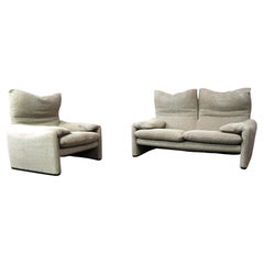 Maralunga sofa set  by Vico Magistretti for Cassina