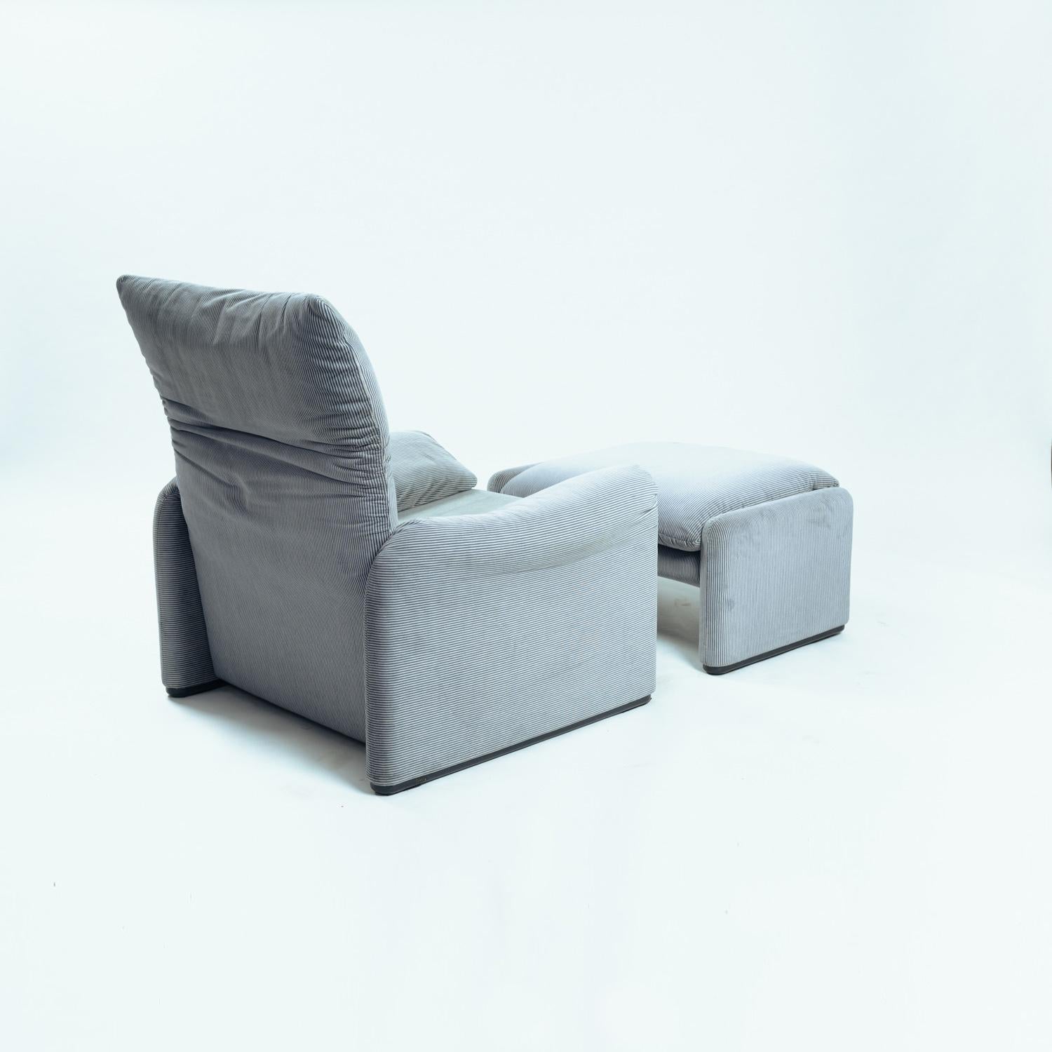 Mid-Century Modern Maralunga Vico Magistretti easy chair with ottoman for Cassina, Italy, 1970s For Sale