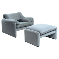 Vintage Maralunga Vico Magistretti easy chair with ottoman for Cassina, Italy, 1970s