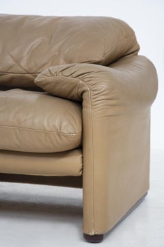 Fauteuils en cuir vintage Maralunga de Vico Magistretti