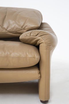 Maralunga Vintage Leather Sofa by Vico Magistretti for Cassina