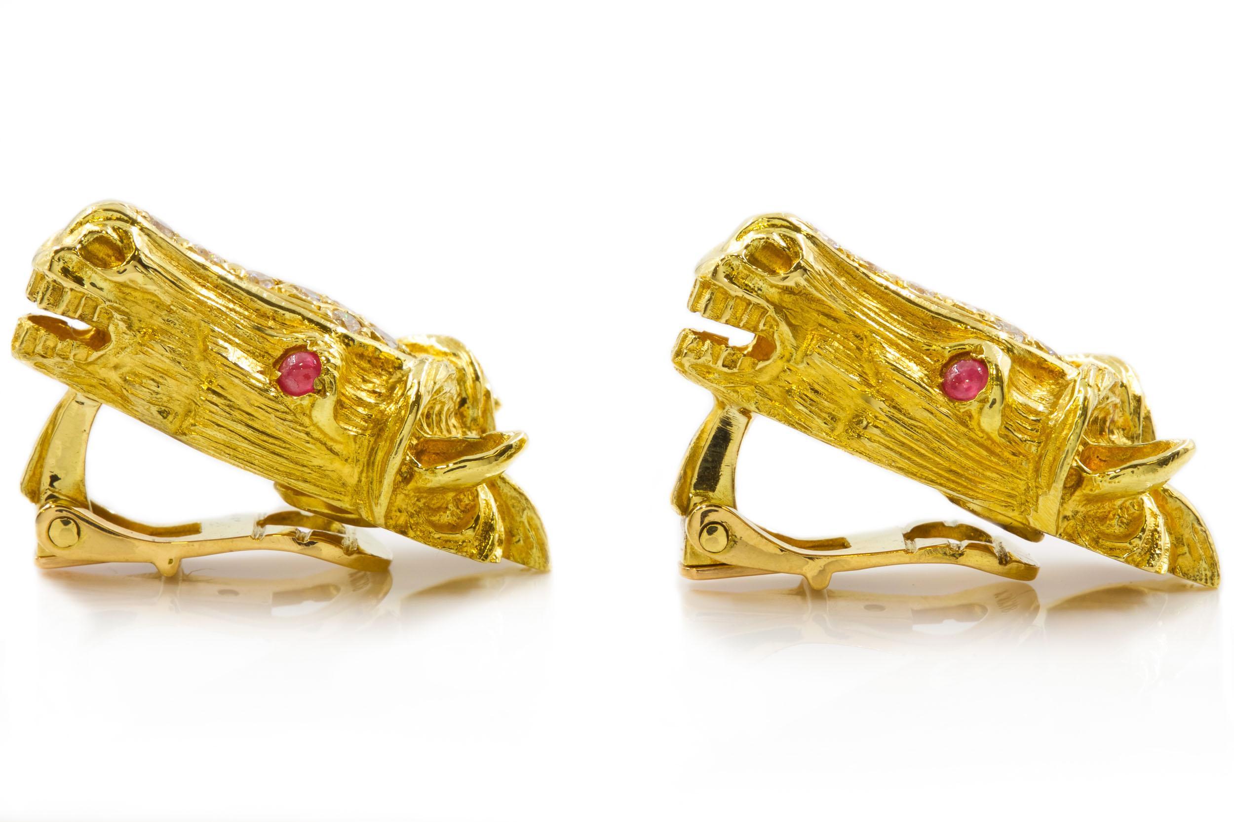 Maramenos & Pateras Pulsera y Pendientes Caballo de Oro de 18k, Diamantes y Rubíes en venta 6