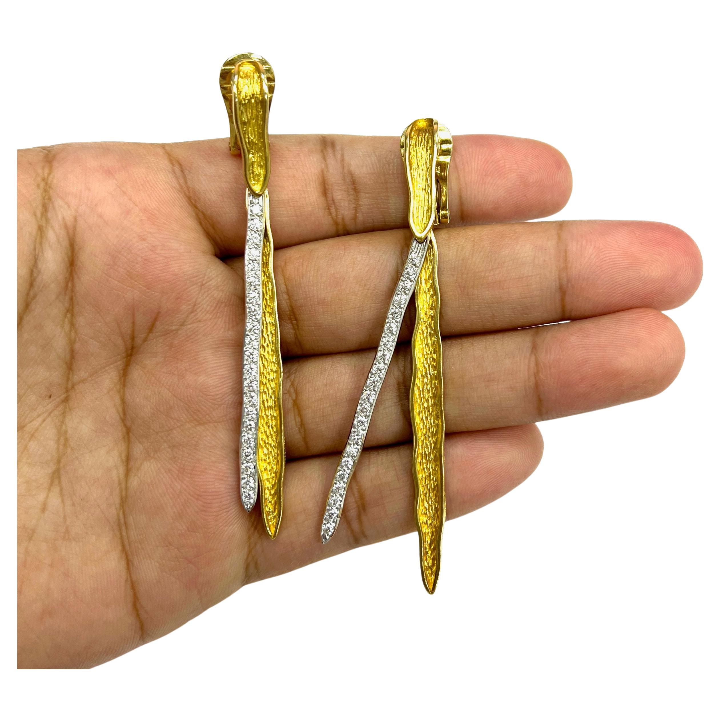 Maramenos & Pateras Icicle Diamond Yellow Gold Earrings For Sale 1