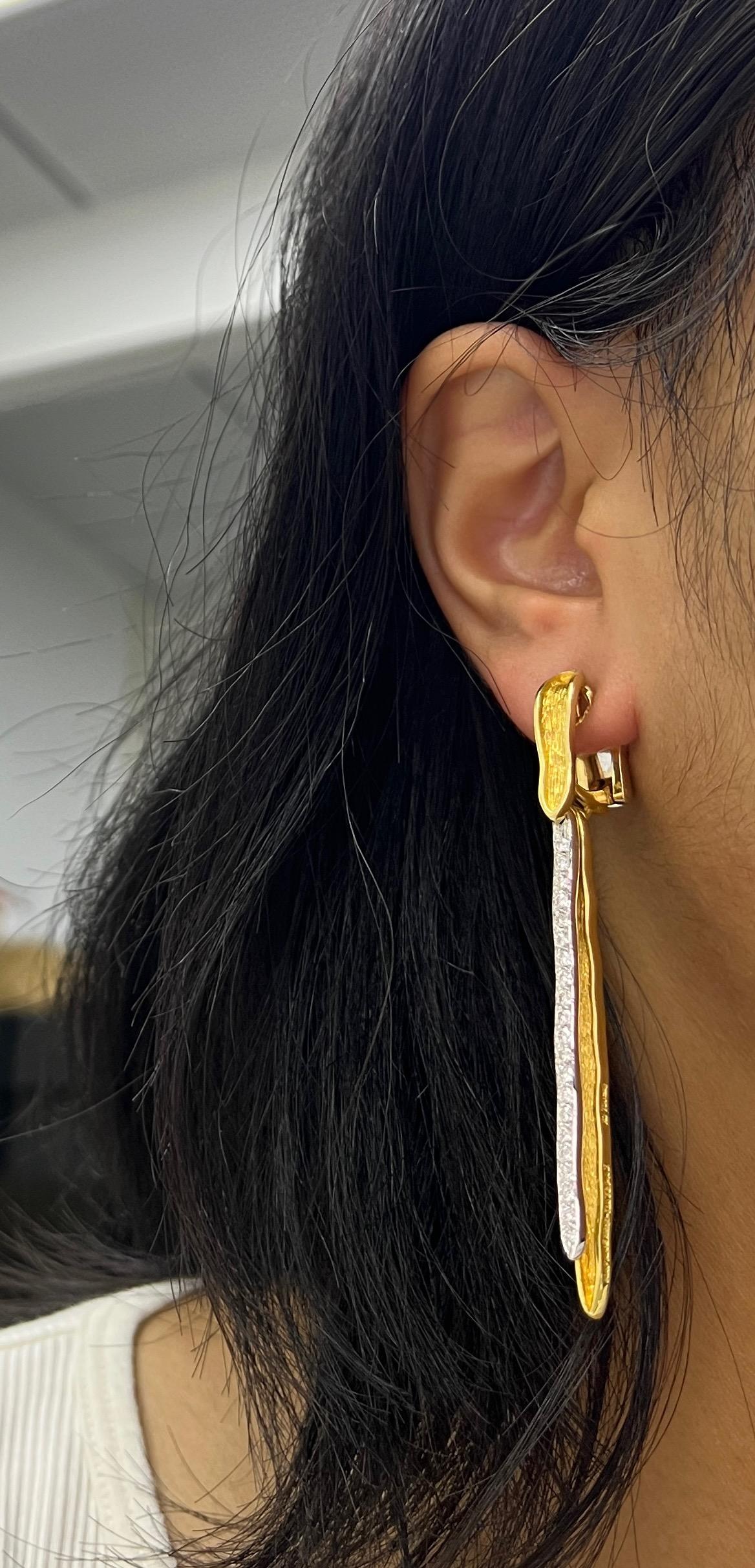 Maramenos & Pateras Boucles d'oreilles Icicle en or jaune avec diamants en vente 3
