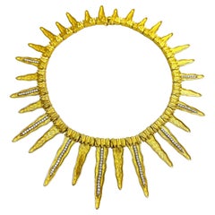 Vintage Maramenos & Pateras Icicle Diamond Yellow Gold Necklace