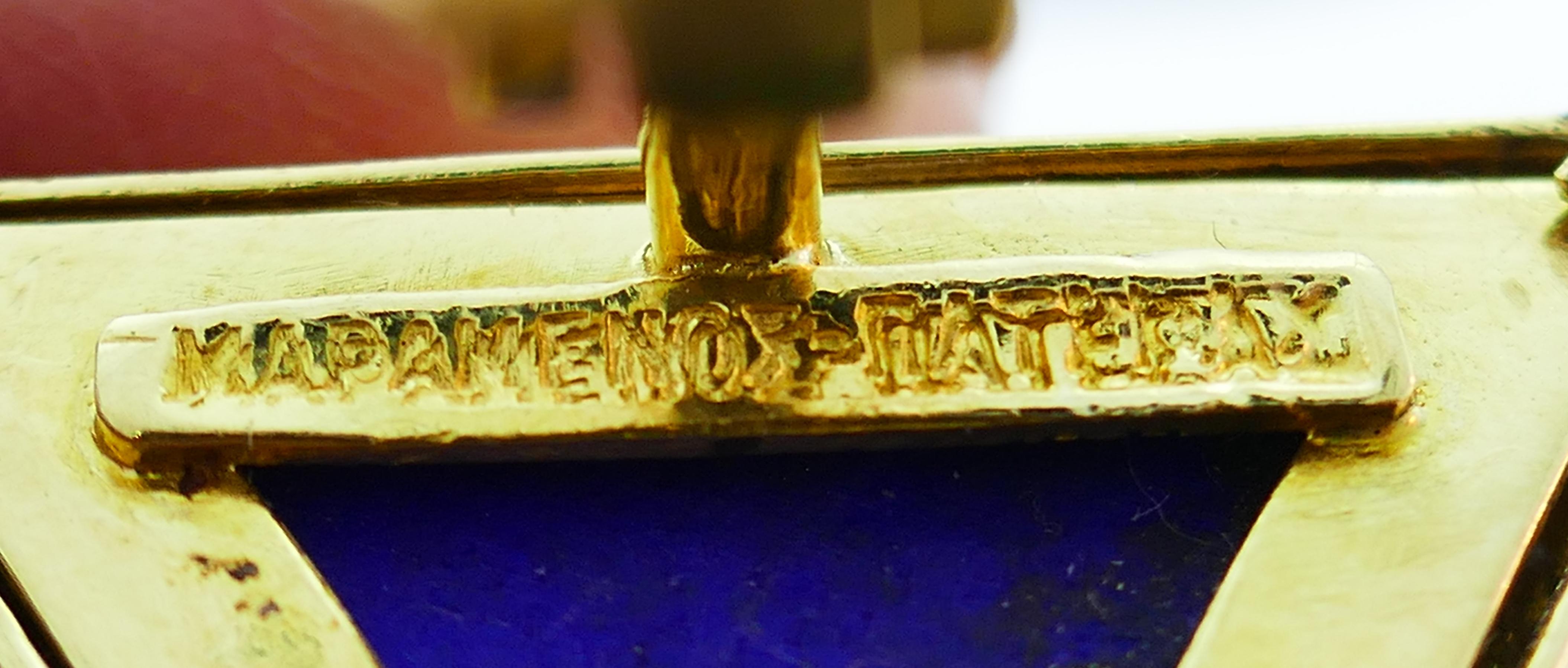 Maramenos & Pateras Yellow Gold Necklace Earrings Set Lapis Lazuli For Sale 1