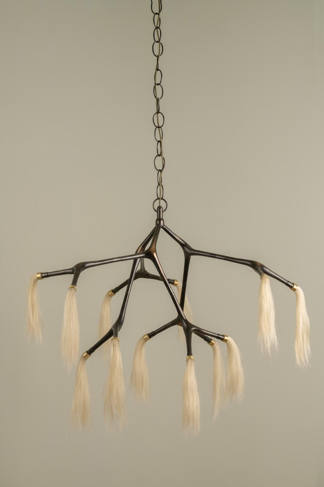 Maratus Sculptural Horsehair and Bronze Pendant Lamp by Isabel Moncada In New Condition For Sale In Geneve, CH