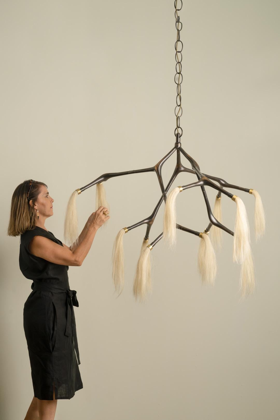 Contemporary Maratus Horsehair Pendant Lamp by Isabel Moncada For Sale