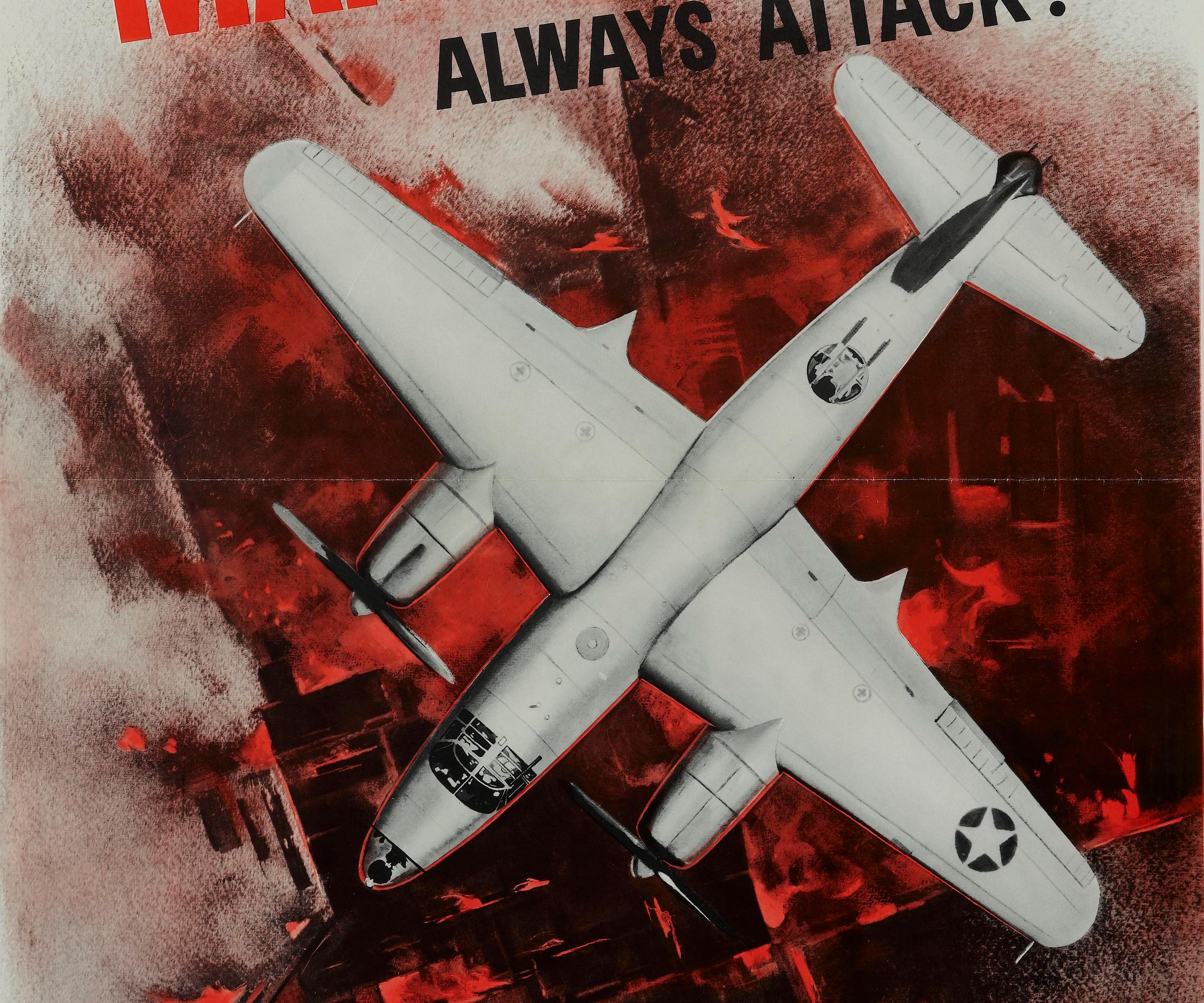 „Käufer attackieren immer!“ Vintage WWII Armee Luftstreitkräfte Poster, 1943 (Moderne der Mitte des Jahrhunderts) im Angebot