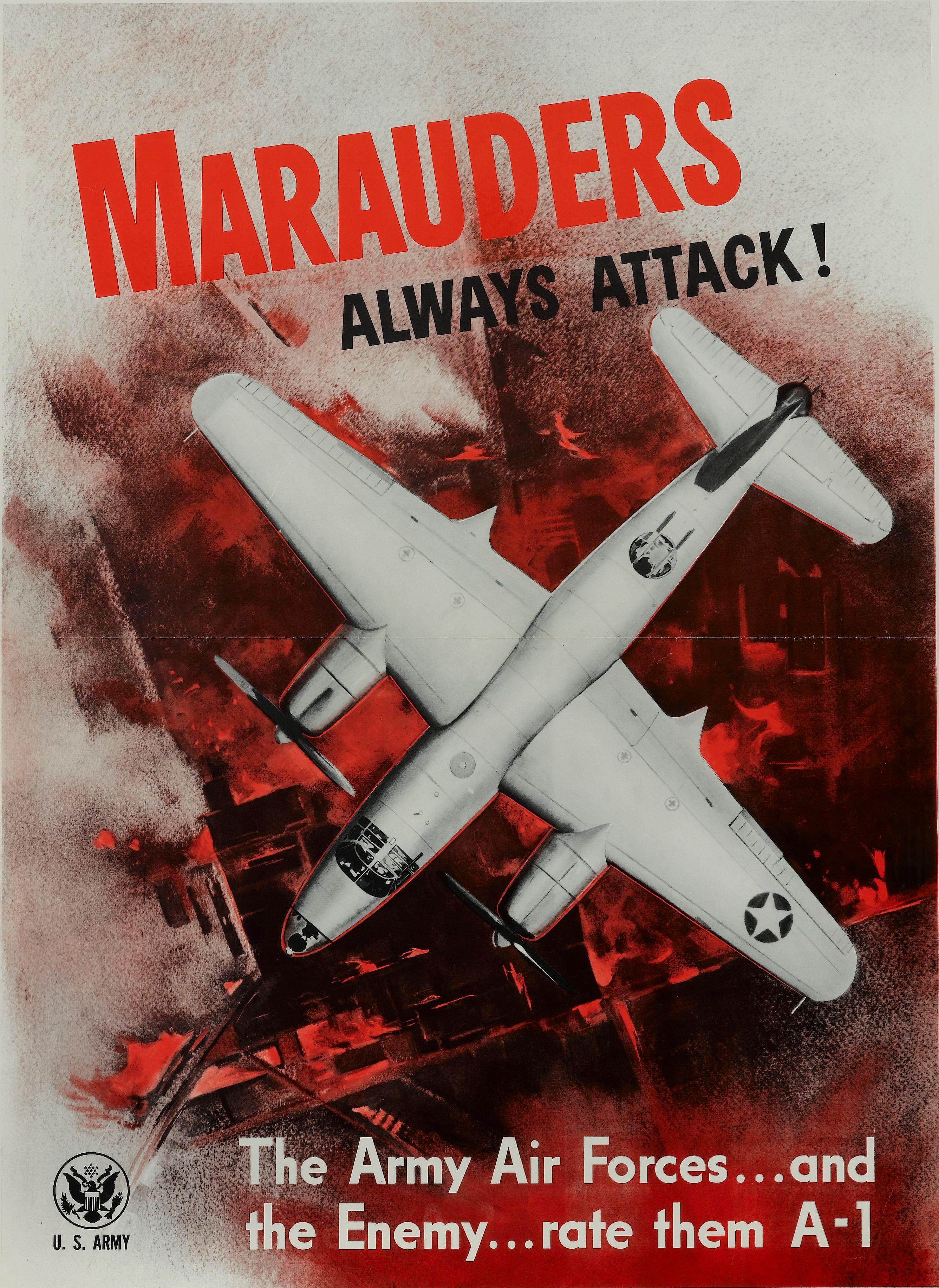 Américain « Les maréchals attaquent toujours ! » Affiche vintage de l'armée de l'air de la Seconde Guerre mondiale, 1943 en vente