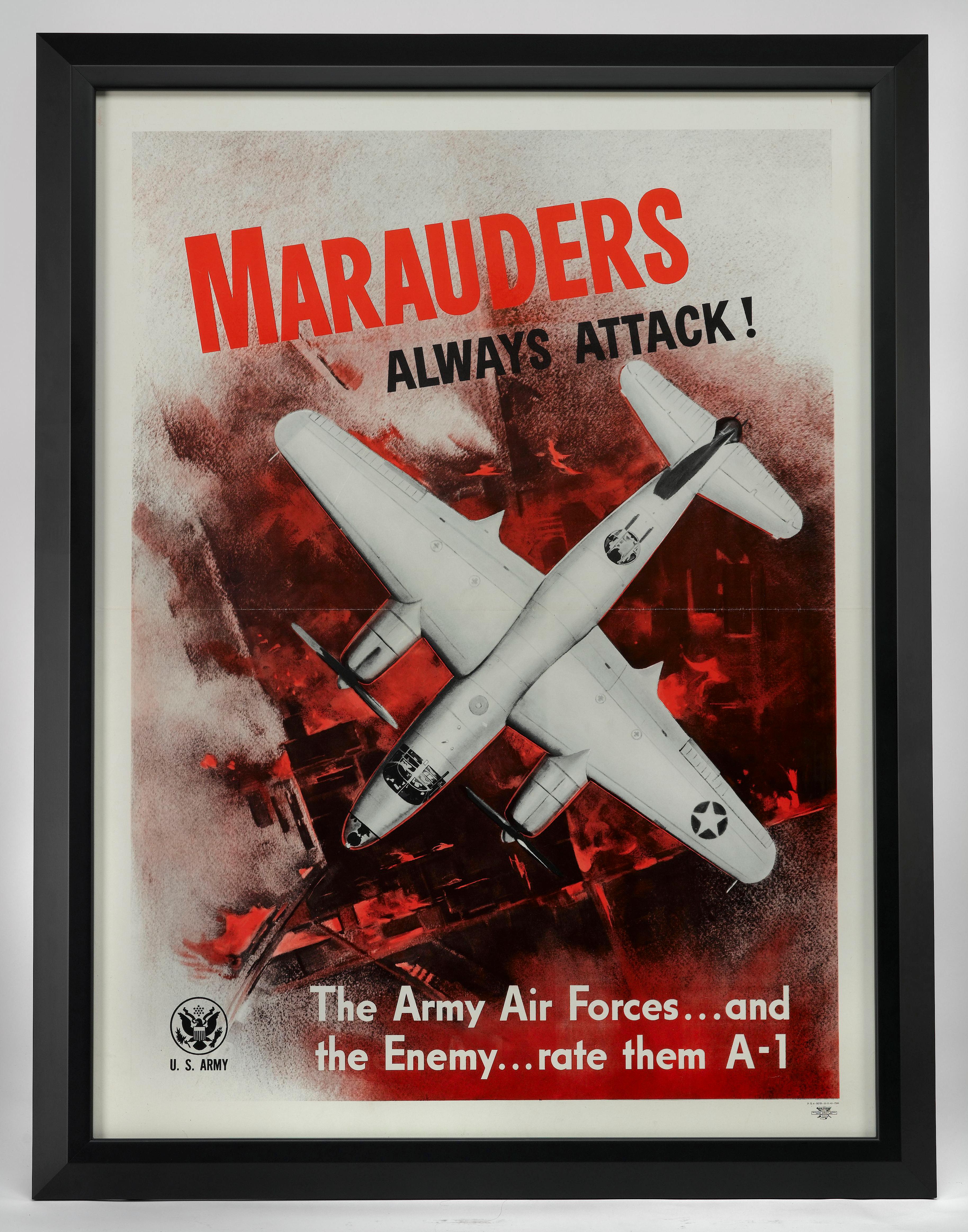 « Les maréchals attaquent toujours ! » Affiche vintage de l'armée de l'air de la Seconde Guerre mondiale, 1943 Bon état - En vente à Colorado Springs, CO