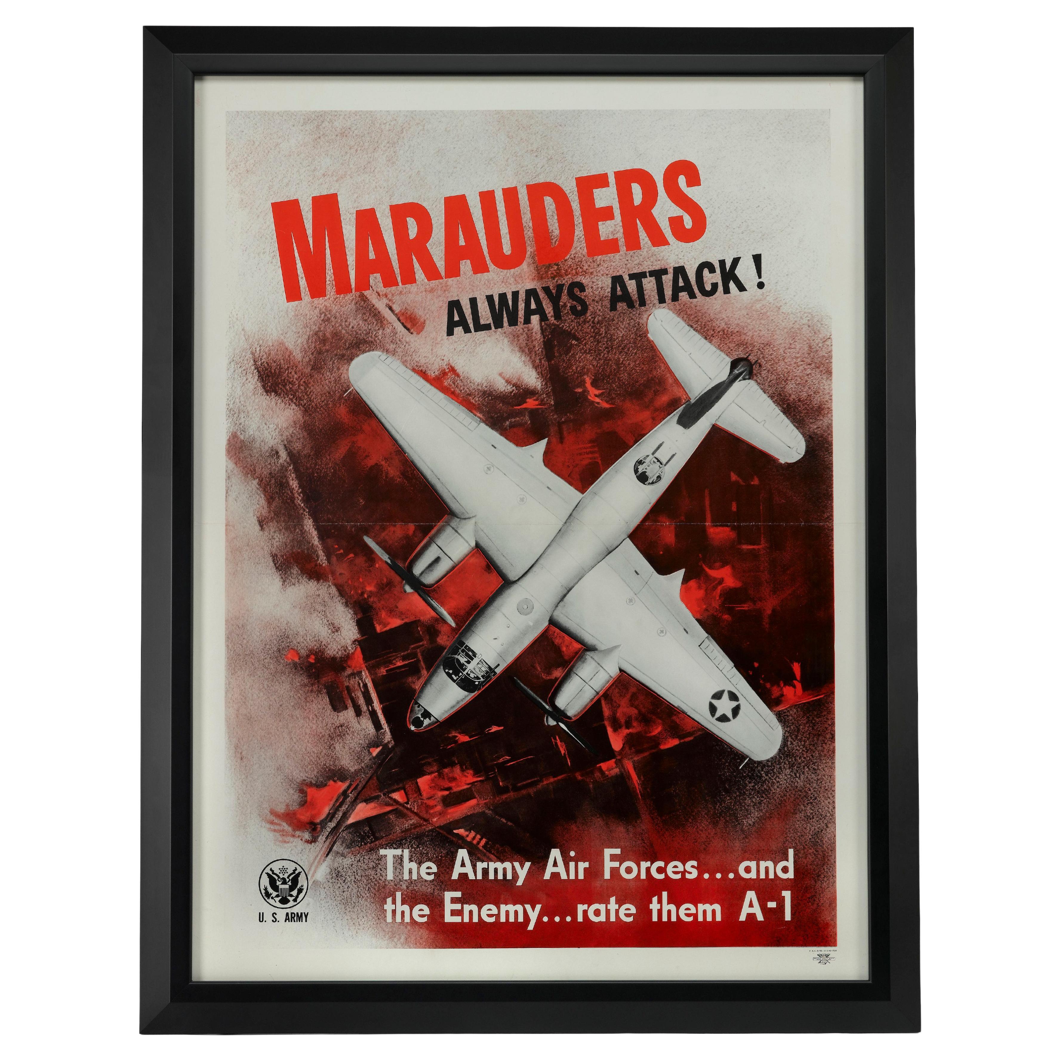 "Marauders Always Attack!" Vintage Wwii Army Air Forces Poster, 1943 For Sale