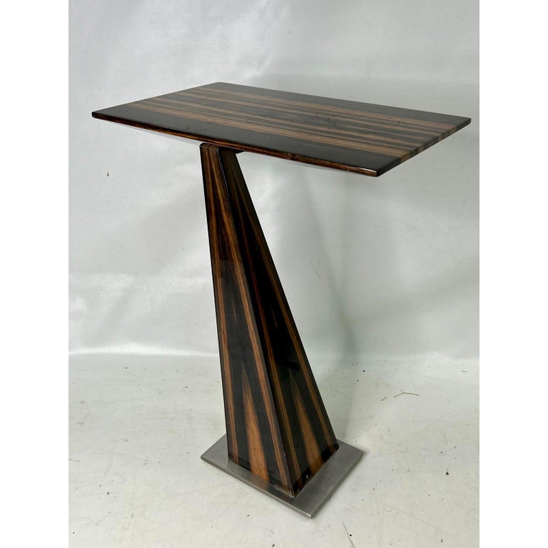 Marbello Design MidCentury Modern Style Zebra Wood Side Table For Sale
