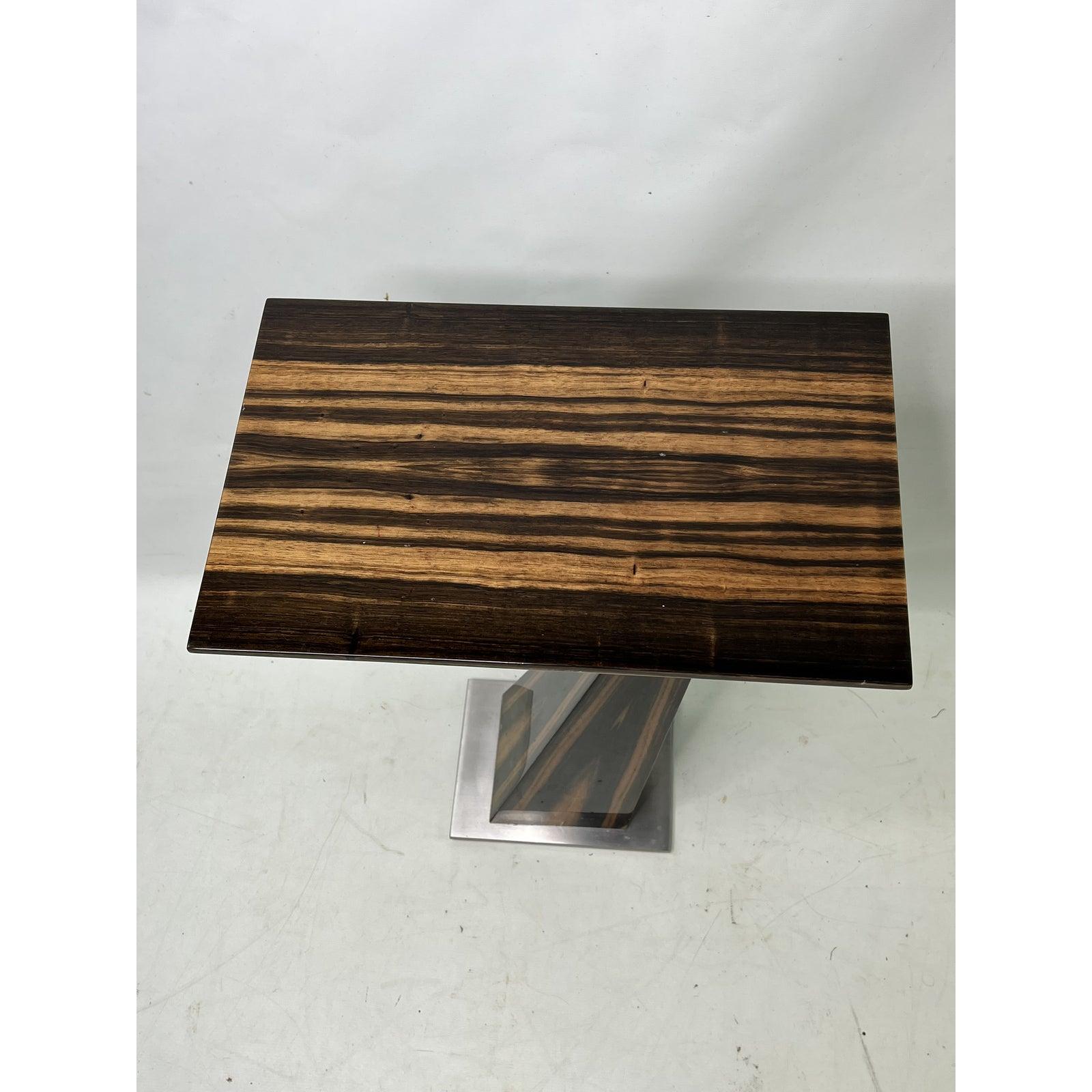 American Marbello Design Mid-Century Modern Style Zebra Wood Side Table For Sale