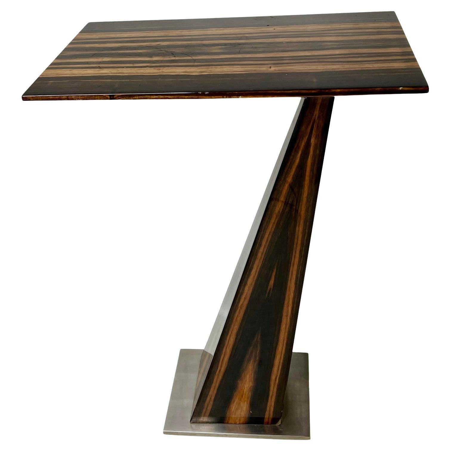 Table d'appoint en bois zébré de style moderne mi-siècle moderne de Marbello Design