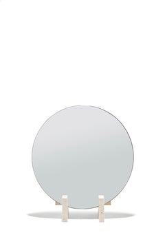 "Fit Mirror" Espejo minimalista de mármol travertino y hierro oxidado by Aparentment