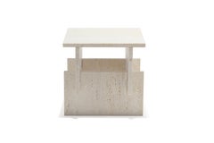 "Marbelous Fit Side Table" Minimalist Coffee table in Travertine Marble