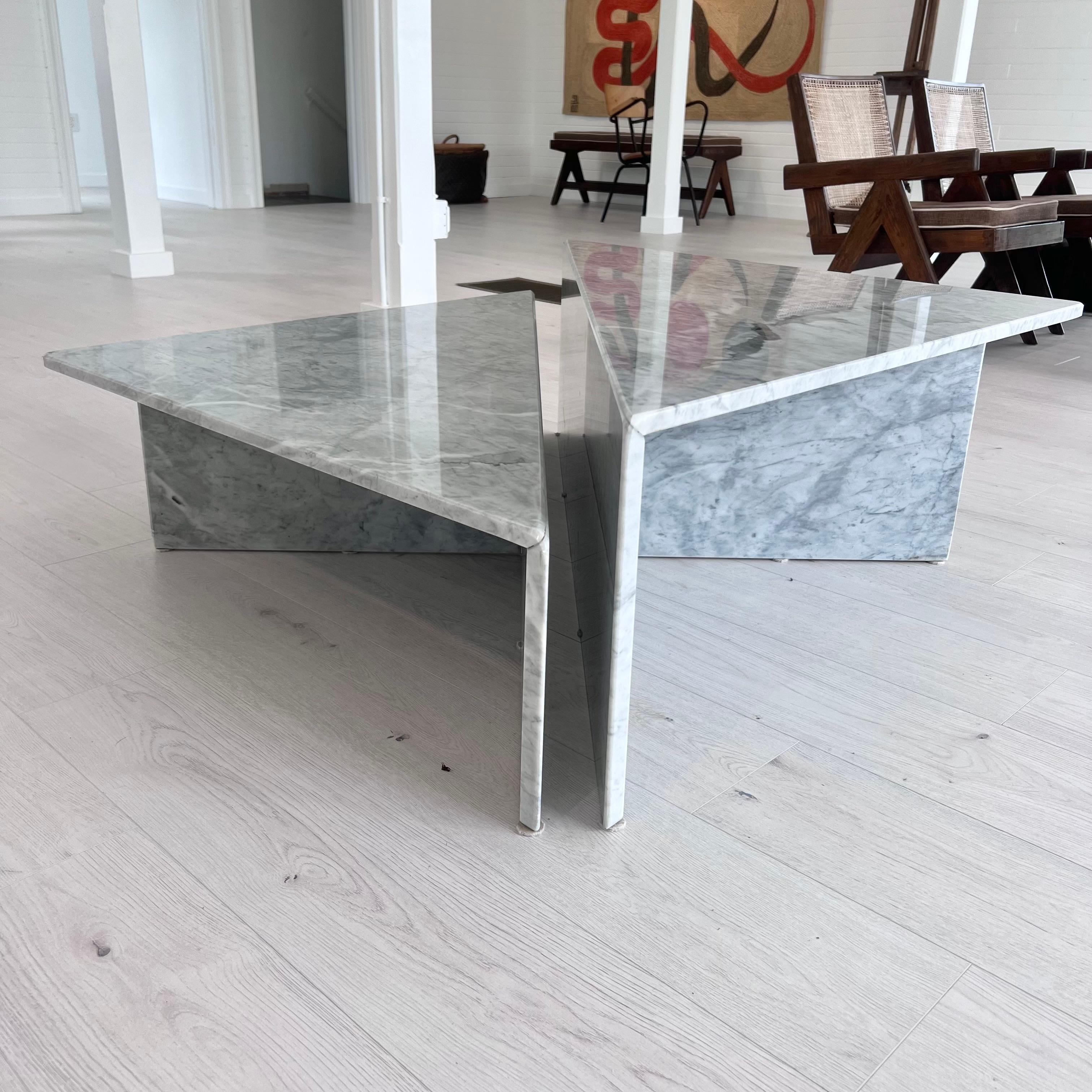 Italian Marble 2 Piece Coffee Table, 1970s Italy For Sale