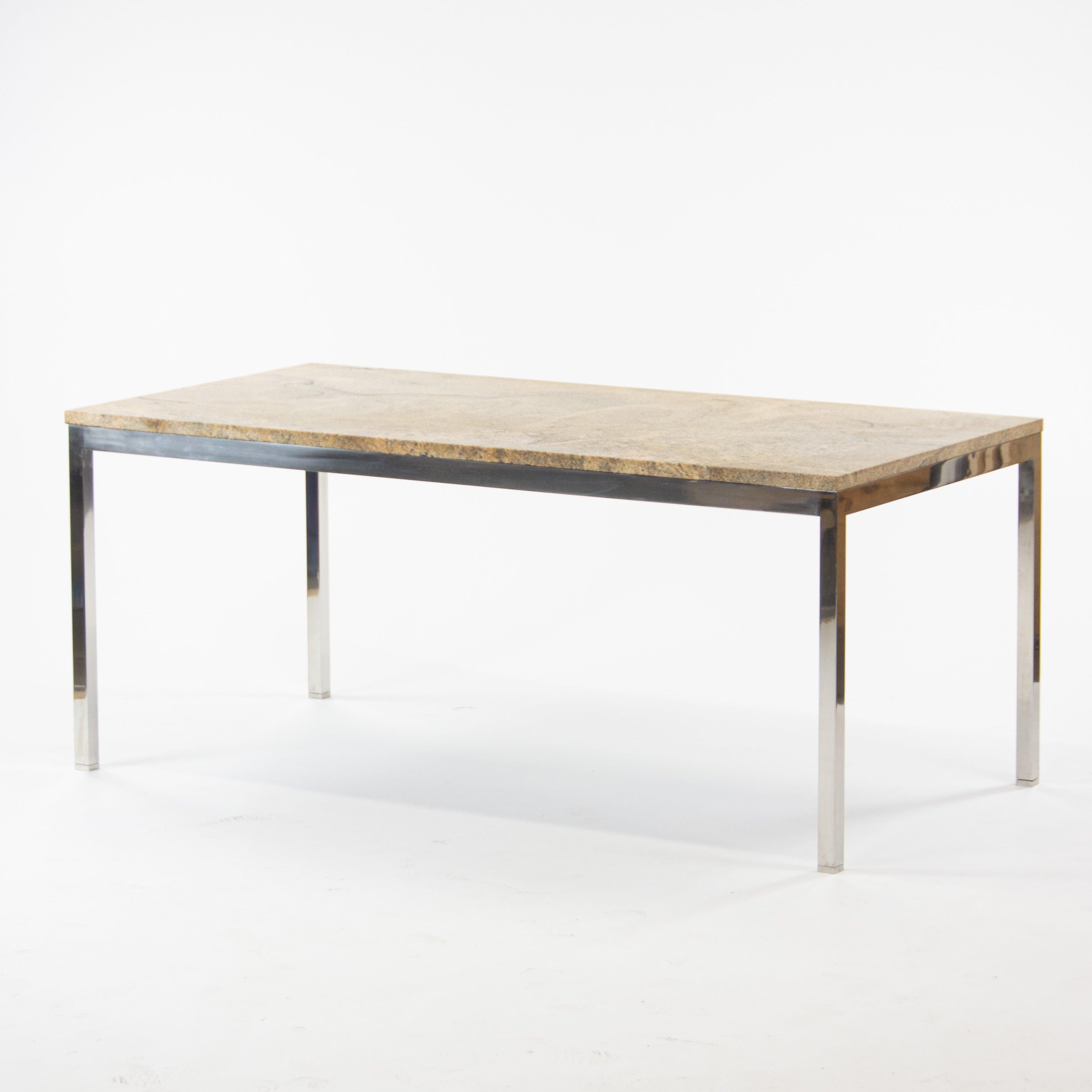 Moderne Table de conférence de réunion ou de conférence en marbre 6x3 brun clair avec base en acier du projet SOM en vente