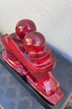 Marble Abstract Sculpture of Embracing Couple by Mark Yale Harris