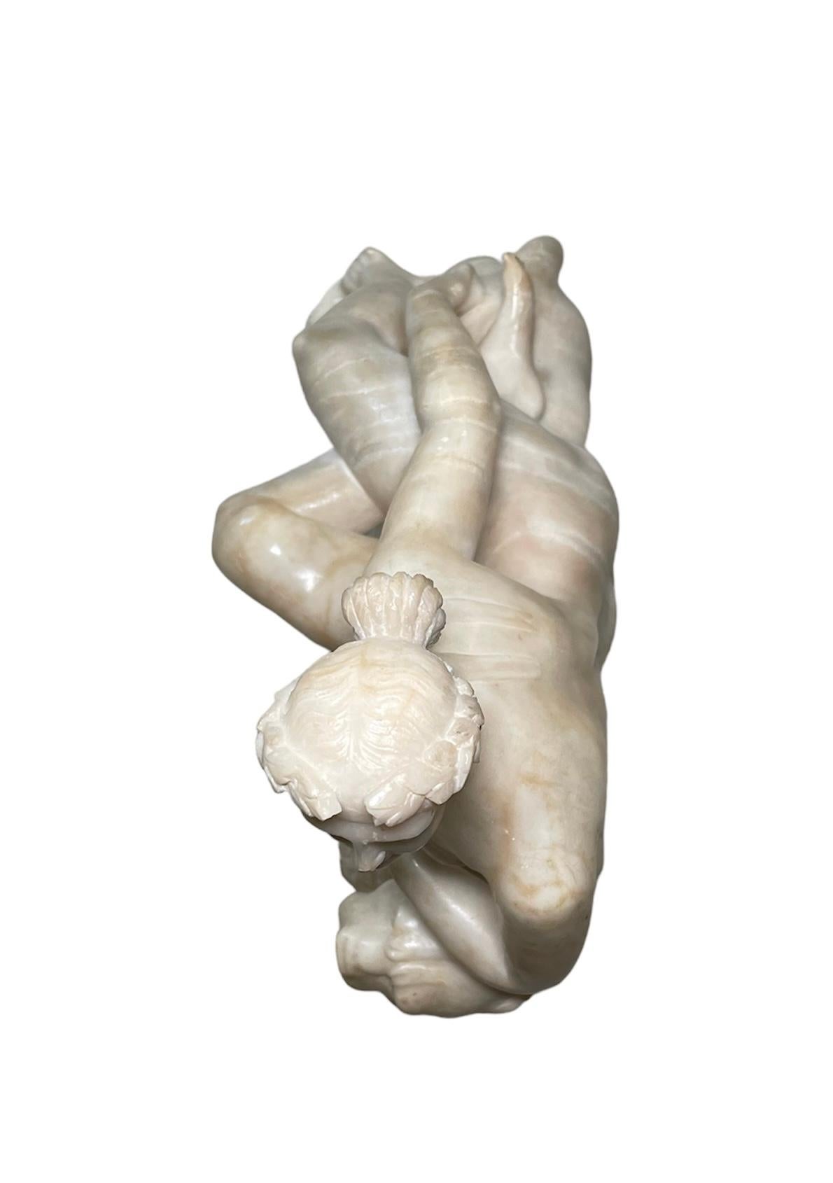 Sculpture de groupe en marbre et albâtre d'Ariane sur une panthère en vente 11