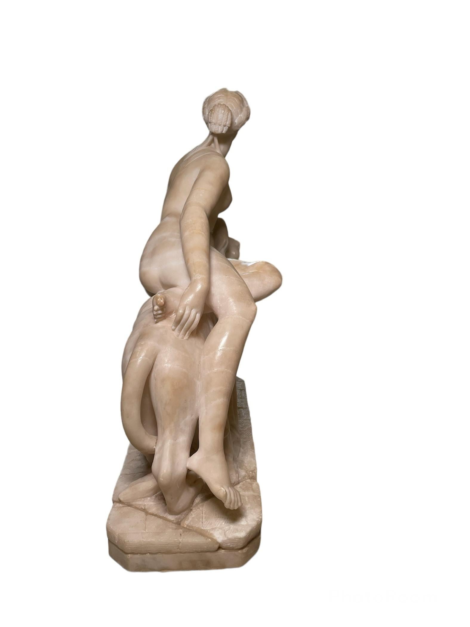 Renaissance Marble and Alabaster Group Sculpture of Ariadne over a Panther For Sale