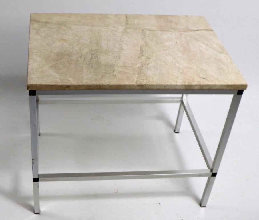 20th Century Marble and Aluminum Side Table after McCobb