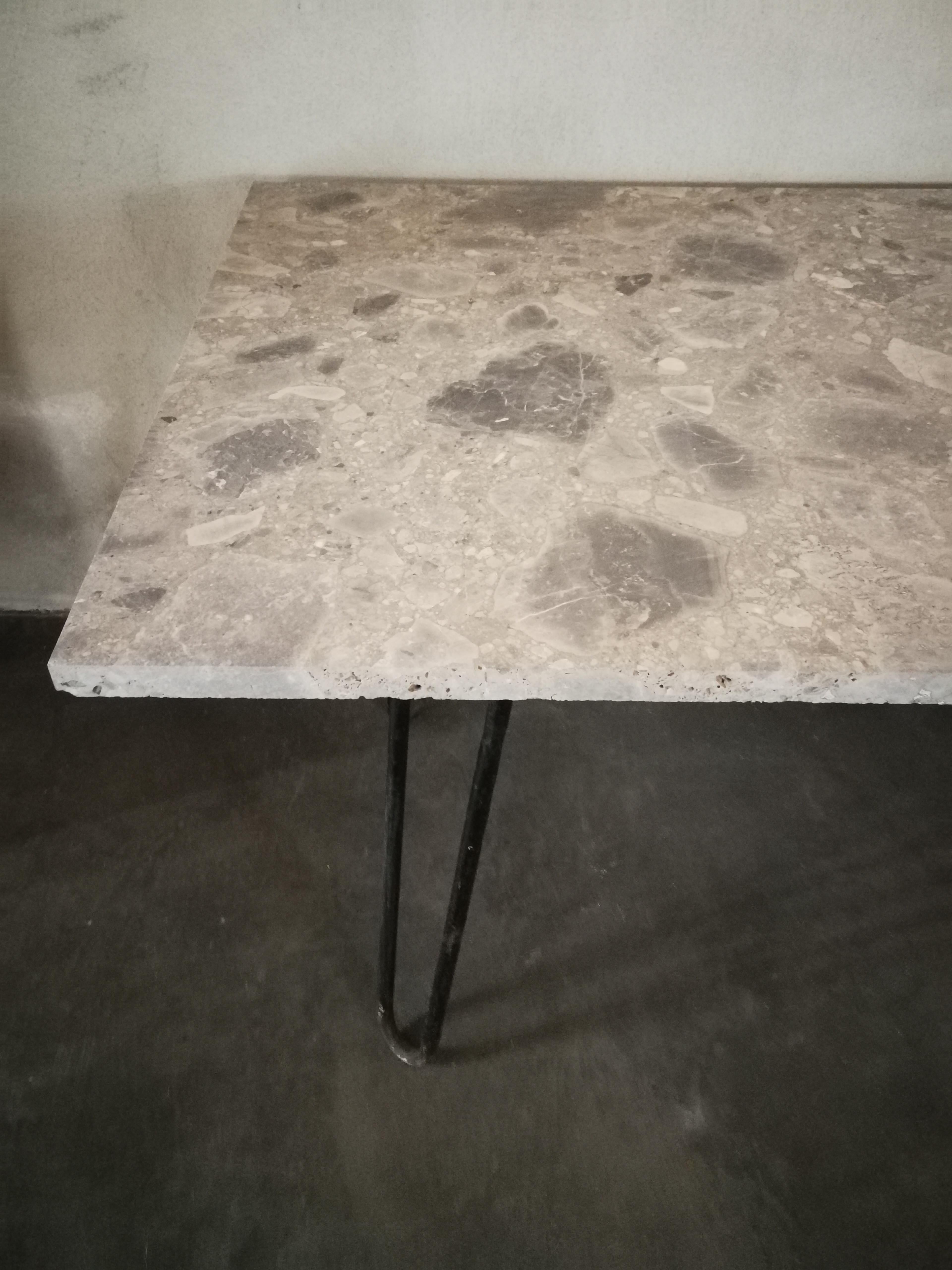 Contemporary Marble and Black Steel Console Table For Sale
