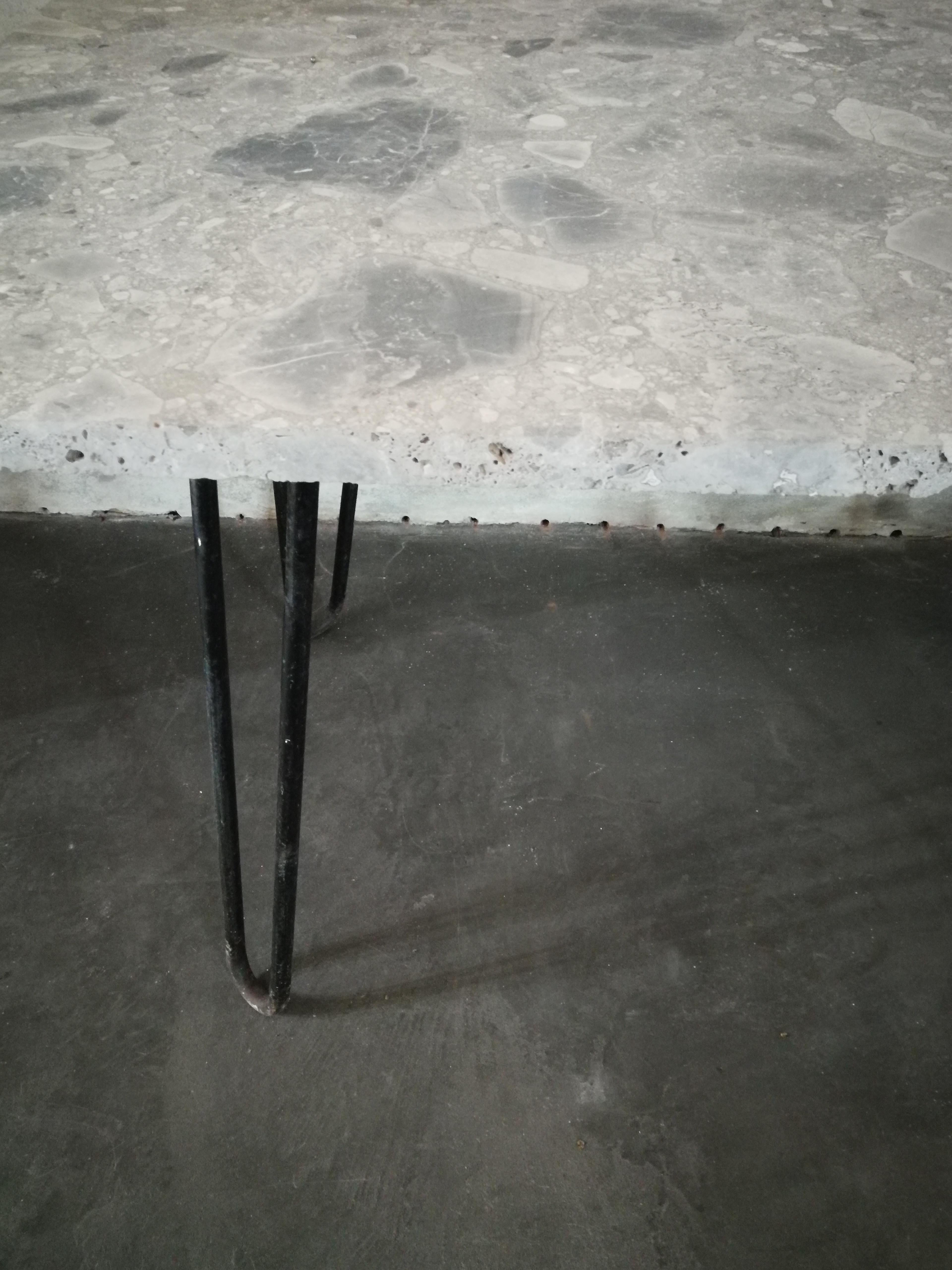 Marble and Black Steel Console Table For Sale 4