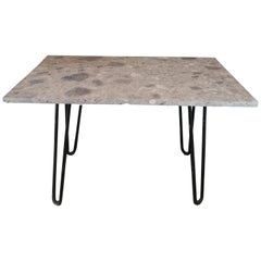 Marble and Black Steel Console Table