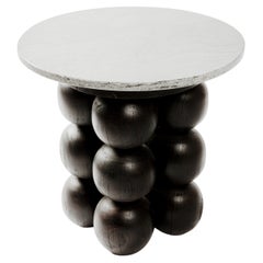 Marble and Black Wood Totem Side Table by Daniel Orozco