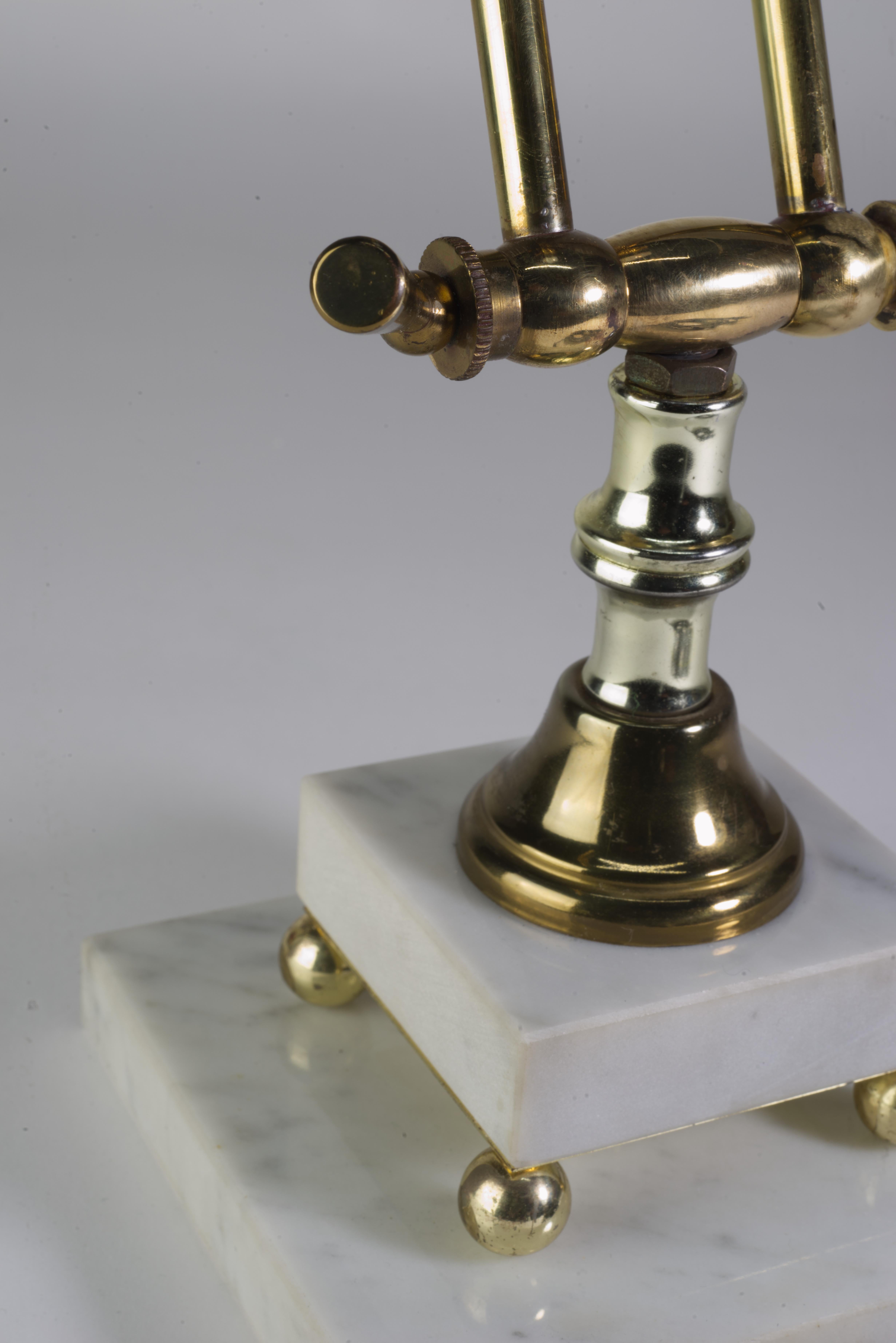 Marble and Brass adjustable table lamp. 1970s For Sale 5