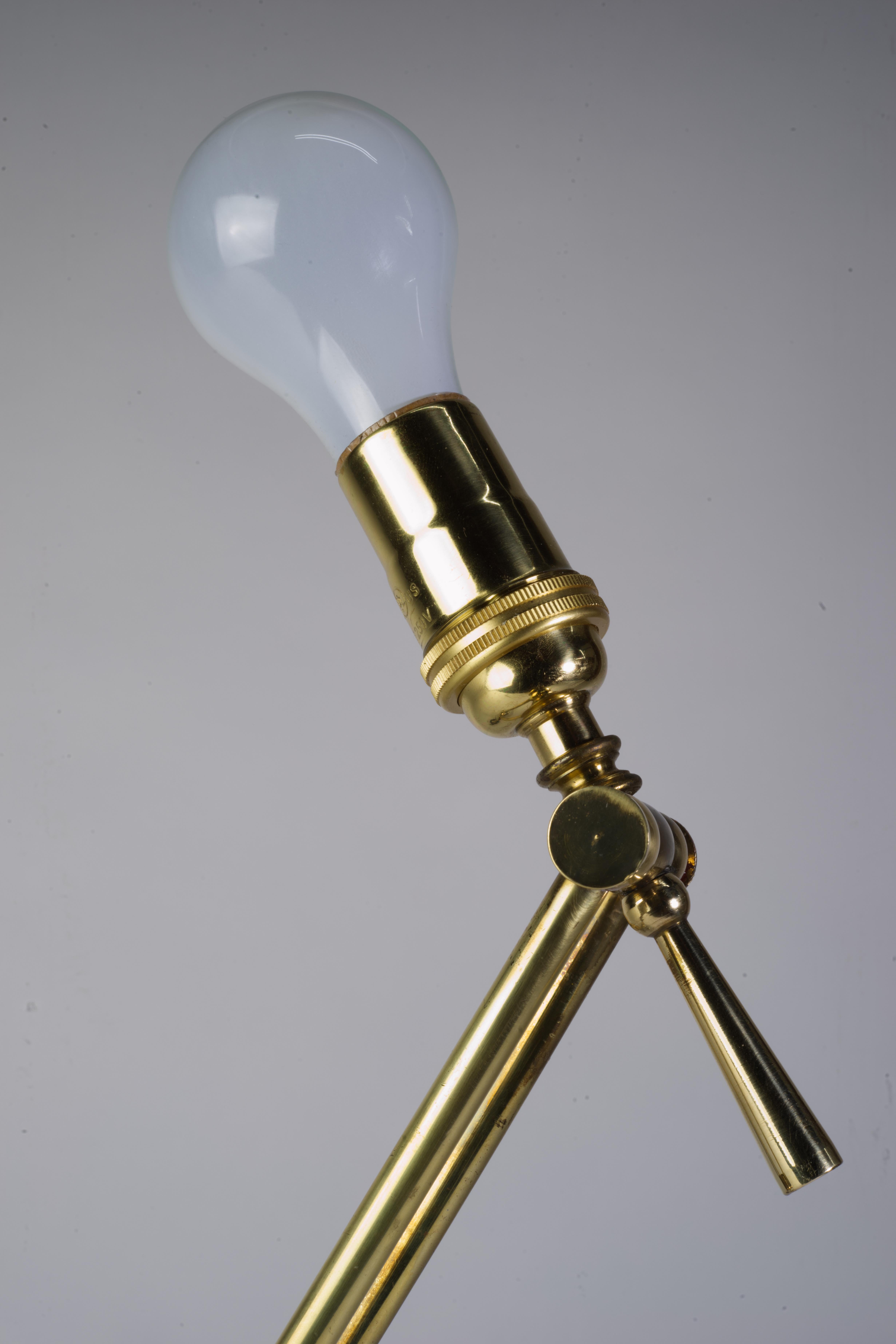 Marble and Brass adjustable table lamp. 1970s For Sale 3