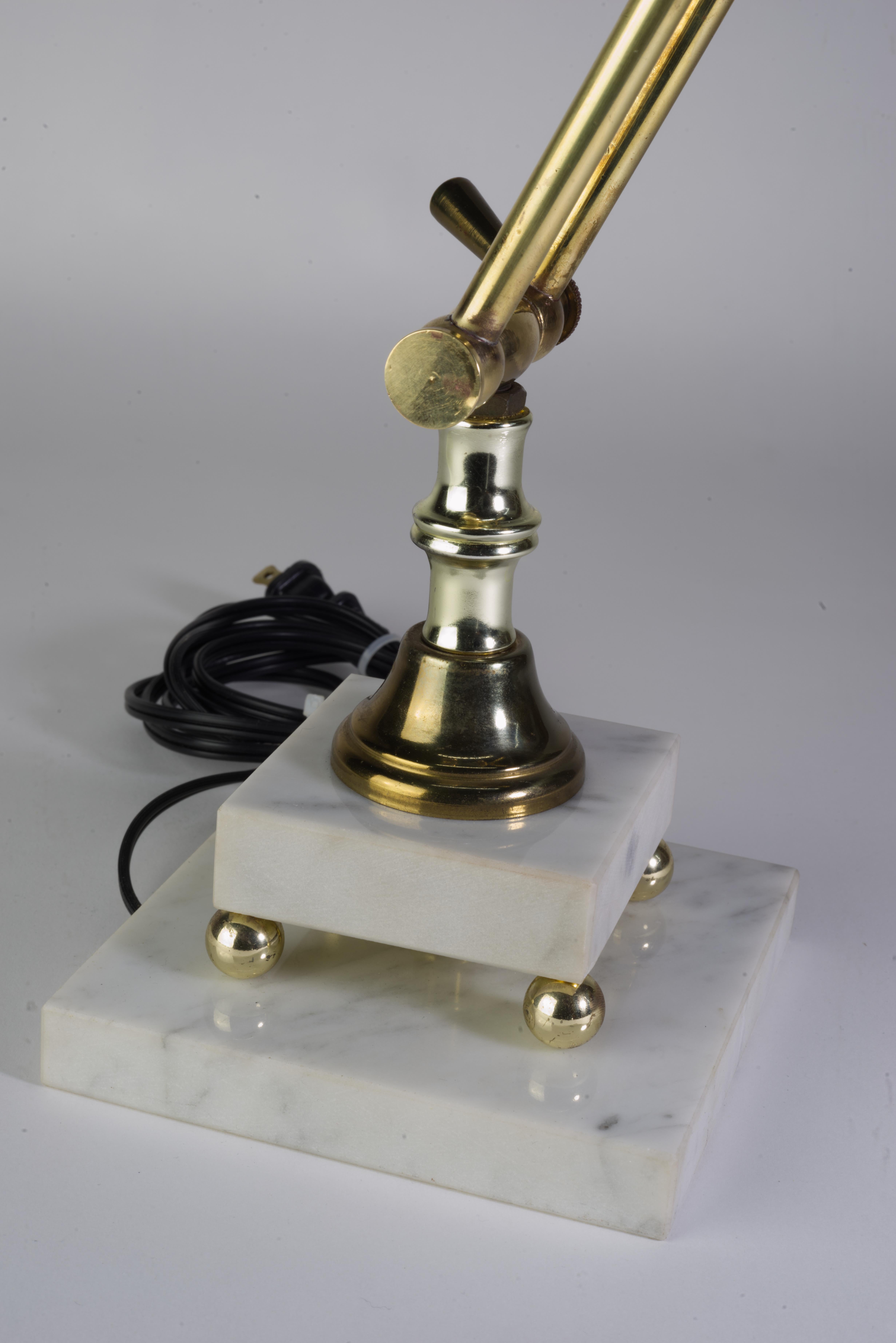 Marble and Brass adjustable table lamp. 1970s For Sale 4
