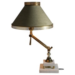 Vintage Marble and Brass adjustable table lamp. 1970s