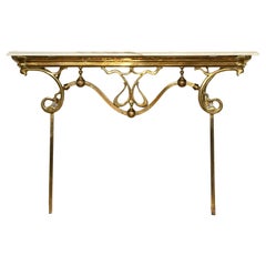 Antique Marble and Brass Art Nouveau Console Table