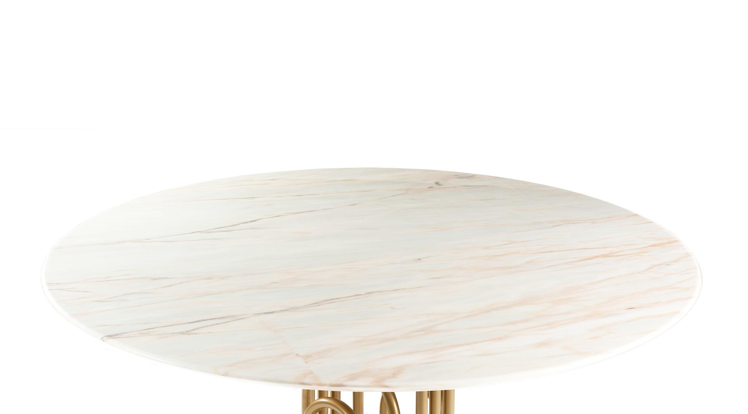 Modern Marble and Brass Bara Dinner Table by Dooq