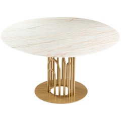 Marble and Brass Bara Dinner Table by Dooq